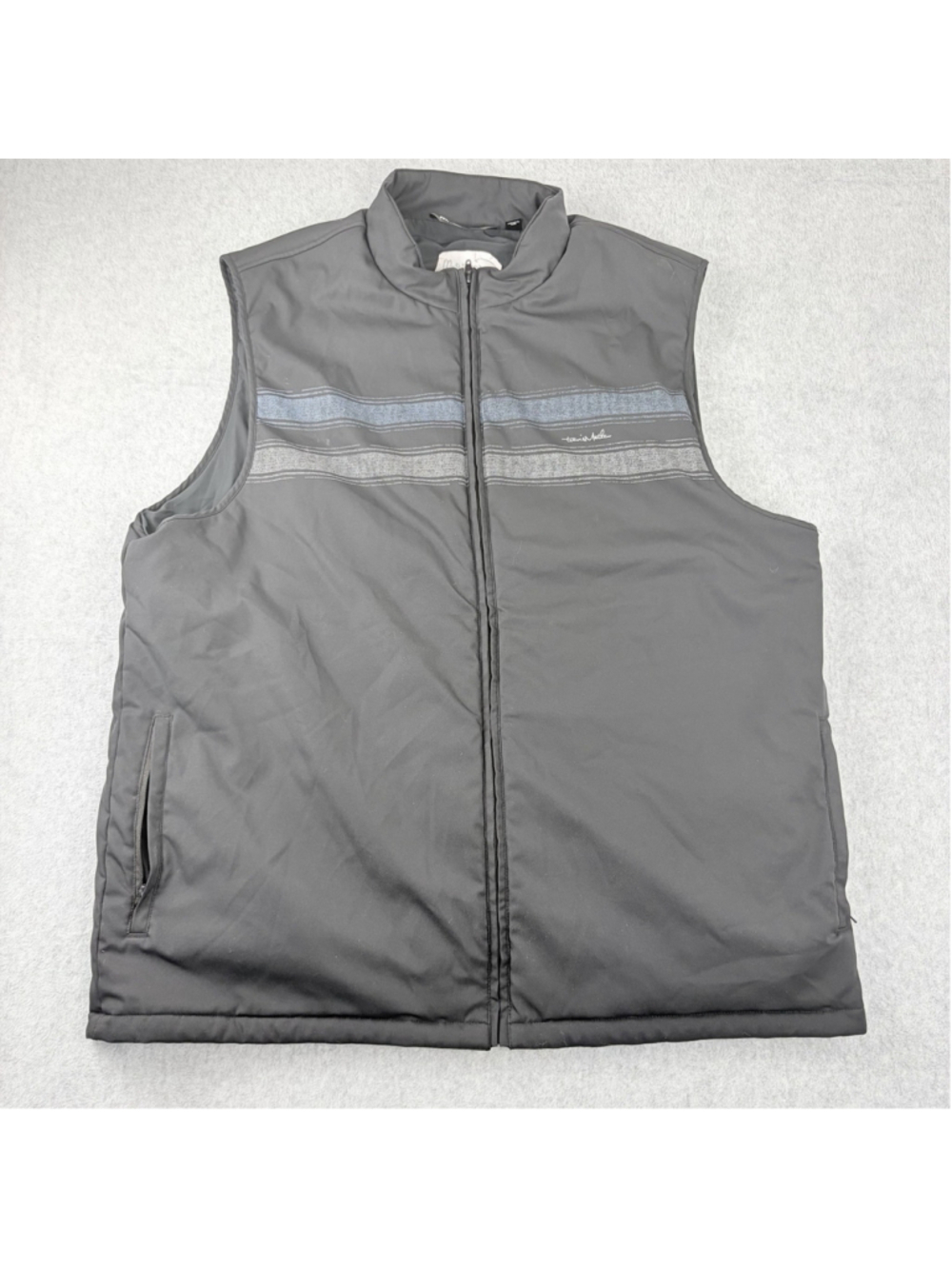 TRAVISMATHEW GOLF Vest GAMBLESANDS Logo Full Zip Black Gray Men’s XXL